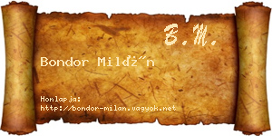 Bondor Milán névjegykártya