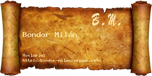 Bondor Milán névjegykártya